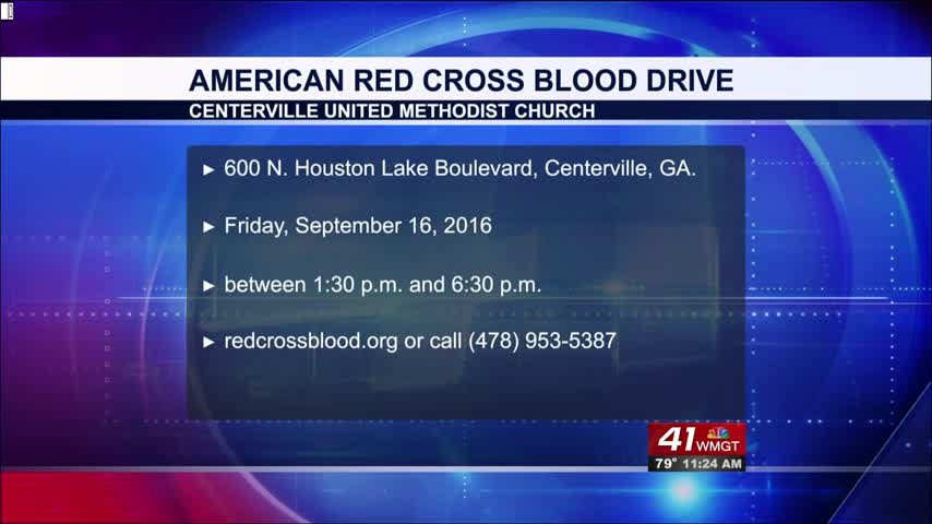 The Centerville United Methodist Church is hosting a blood drive September 16th.